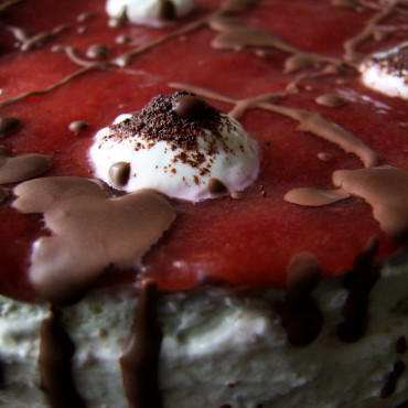 Detailansicht der Schneewittchen-Pflaumen-Torte